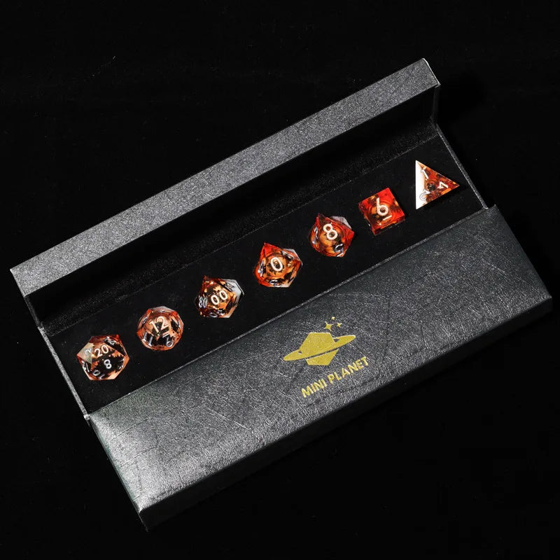 Liquid Core Dice Set with Sharp Edges