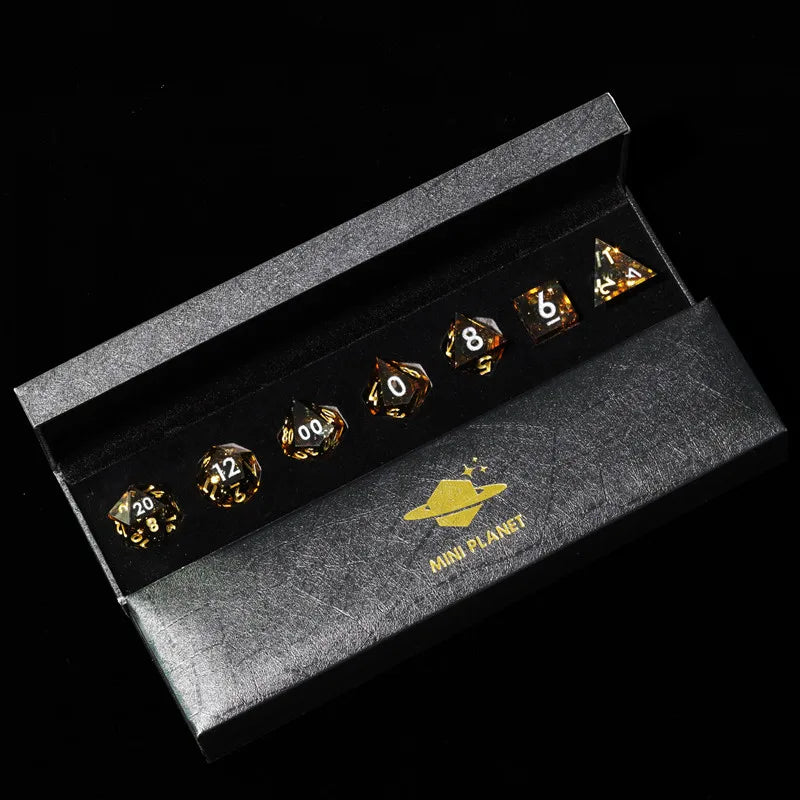 Liquid Core Dice Set with Sharp Edges