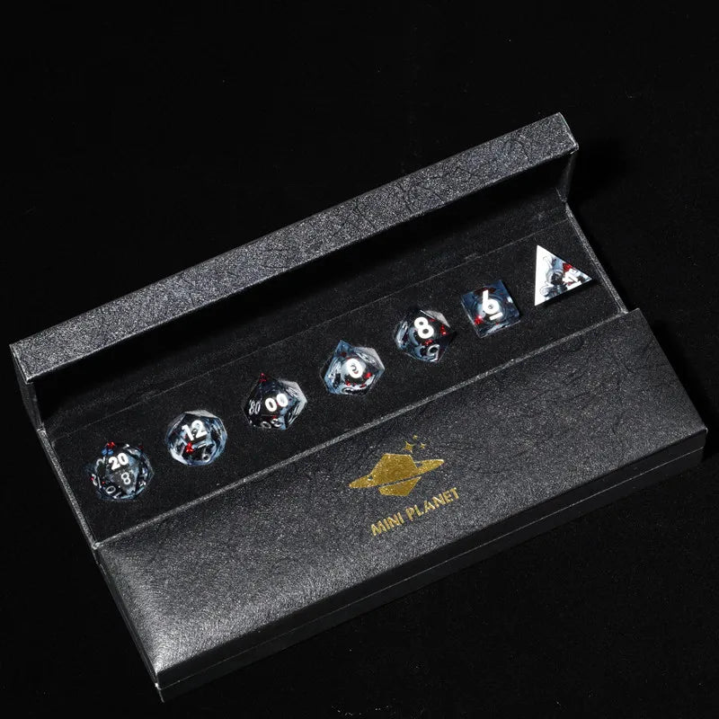 Liquid Core Dice Set with Sharp Edges