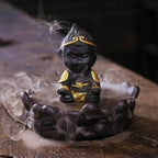 Glass Little Monk Backflow Incense Burner - Brown
