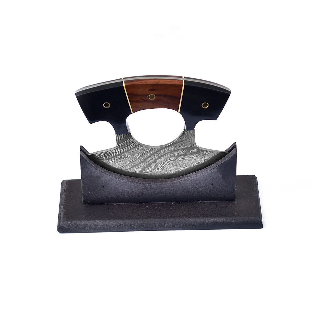 Live for Food Ulu Damascus Kitchen Camping Knife With Stand