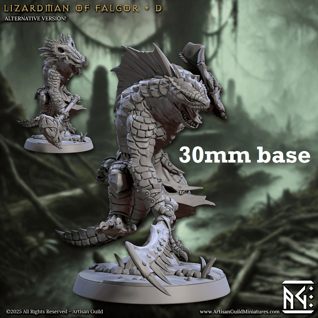 Lizardman of Falgor: Sculpt D (Male Lizardfolk Warrior) - No Helmet / Shield / Tooth Falchion
