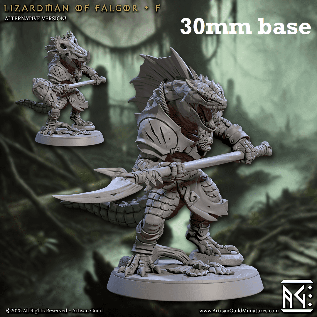Lizardman of Falgor: Sculpt F (Male Lizardfolk Warrior) - No Helmet / Spear