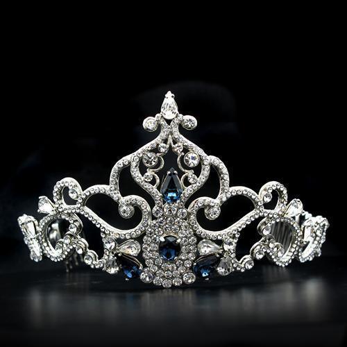 LO2110 - Imitation Rhodium Brass Tiaras & Hair Clip with Top Grade Crystal in Montana