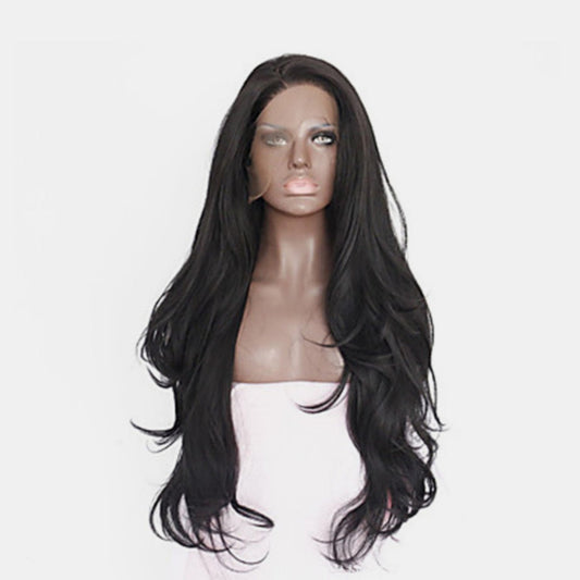 Long straight black wig