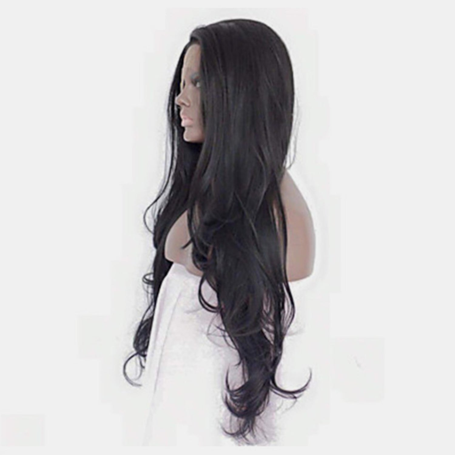 Long straight black wig