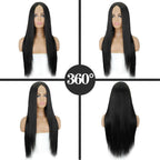 Long Straight Synthetic Black Wig Mixed Brown and Blonde Long Wig For Black Women Middle Part Nature Wigs For Black Women Cosplay Wigs For Women