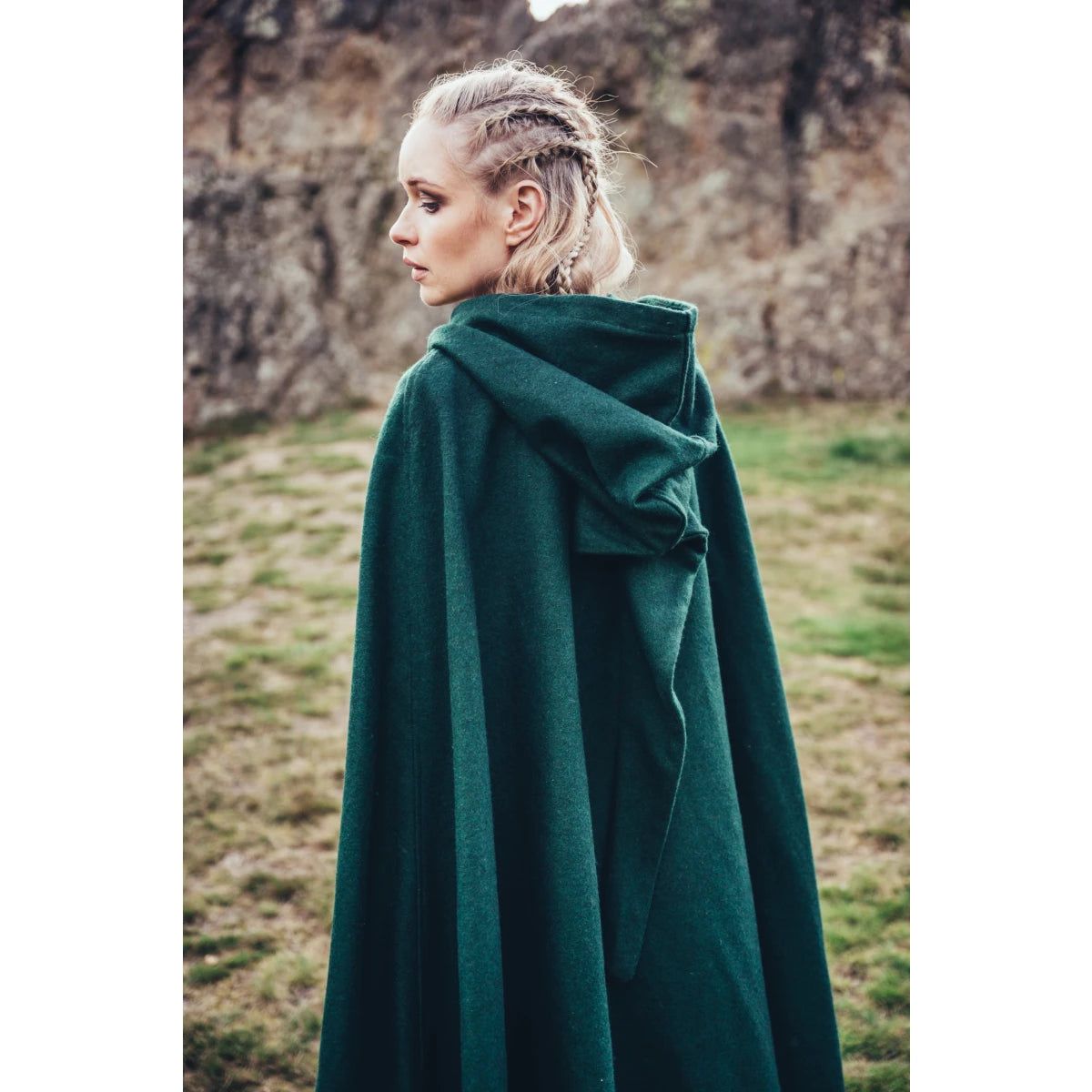 Long Wool Viking Cloak | Hand-Stitched Embroidery