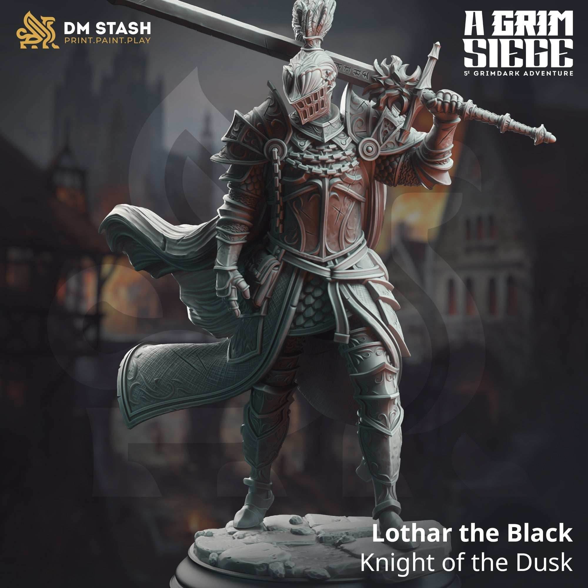Lothar the Black, Knight of the Dusk (Male Human Dark Paladin) - 32mm Scale