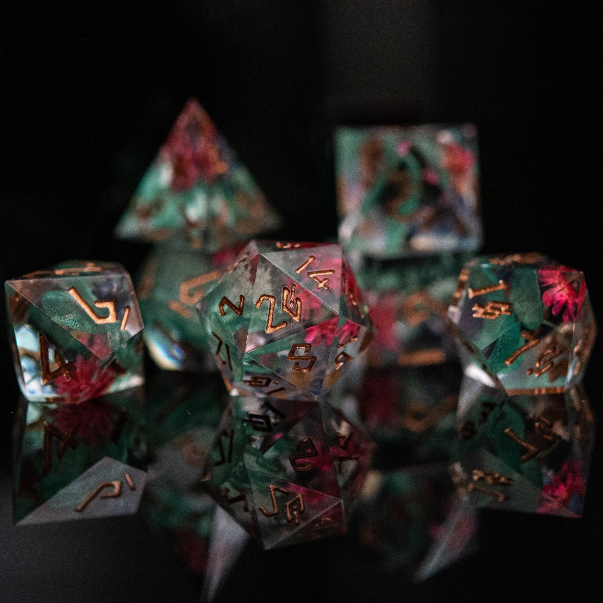 Lotus Blossom Sharp-Edged Resin Dice Set