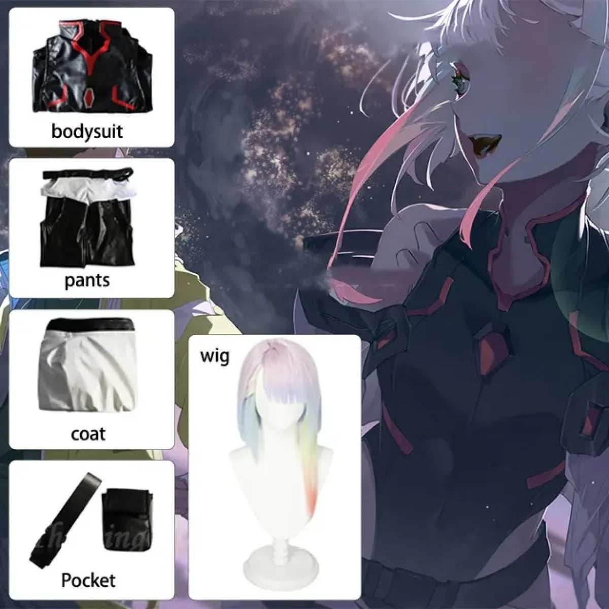 Cyberpunk Lucy Cosplay Costume - Cyberpunk: Edgerunners - costume wig / S