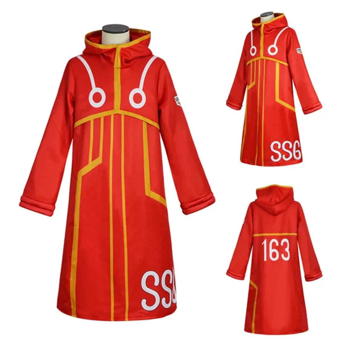 Luffy Egghead Island Cosplay – One Piece 163 Red Robe & Straw Hat Set - S / Costume only