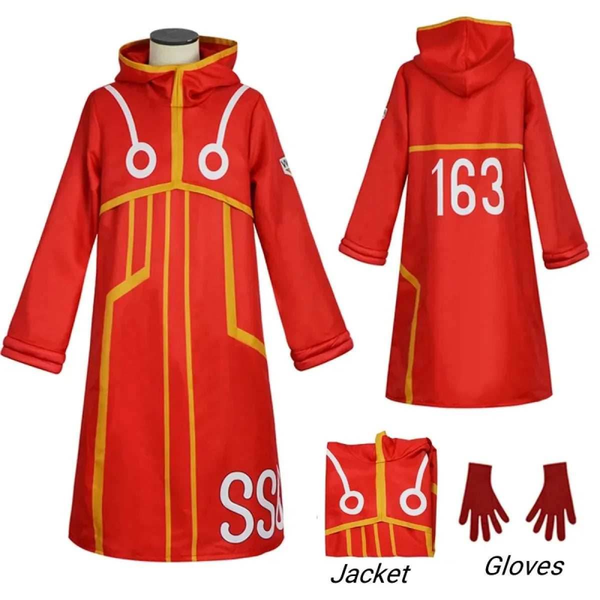 Luffy Egghead Island Cosplay – One Piece 163 Red Robe & Straw Hat Set - S / Costume only