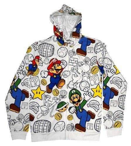 Luigi Allover Mens Zip-Up Sweatshirt Hoodie - S
