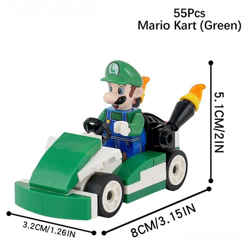 Luigi Kart Brothers Super Mario Lego Minifigures Custom Toys