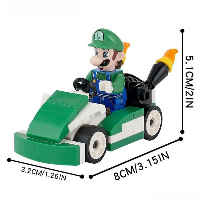 Luigi Kart Brothers Super Mario Lego Minifigures Custom Toys