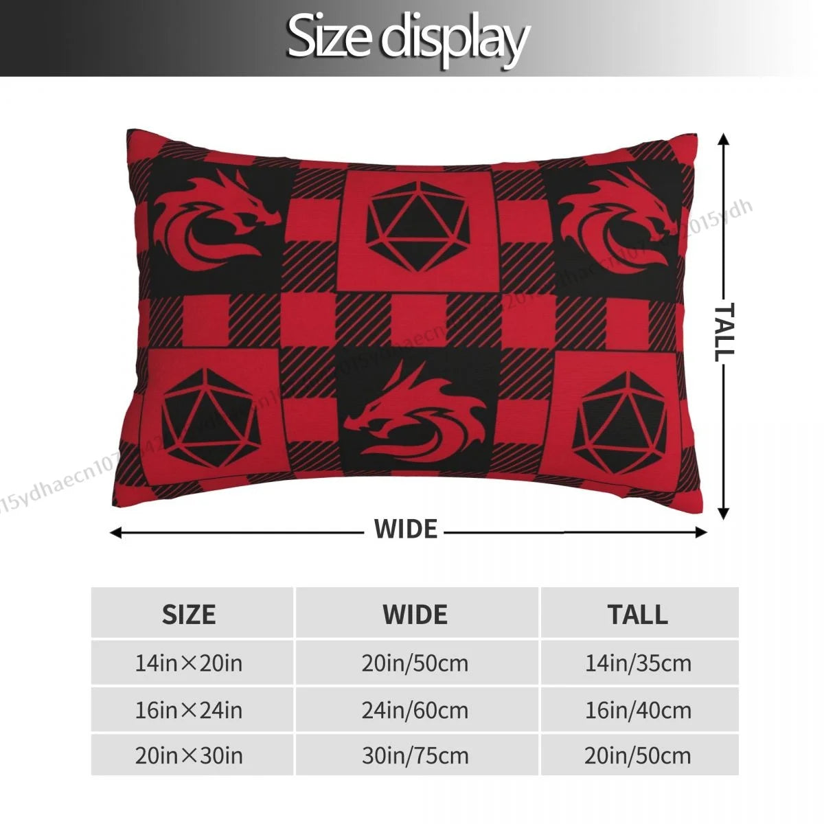 LUMBERJACK RED PLAID DICE Pillow Case DnD Game Cushion Covers Home Sofa Chair Decorative Backpack Covers