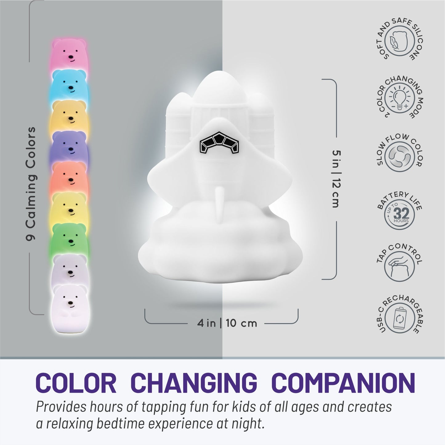 LumiPets® Rowdy the Rocket- Children's Touch Night Light Junior