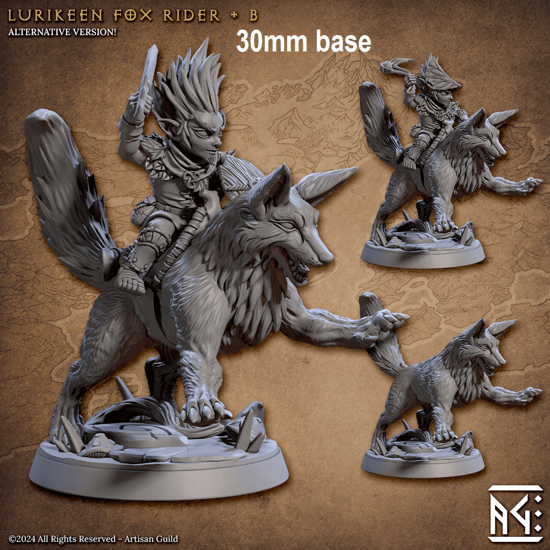 Lurikeen Fox Rider (Base Sculpt B) - With Leaf Helmet / Empty / Sling