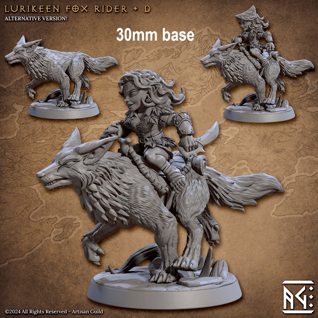 Lurikeen Fox Rider (Base Sculpt D) - With Leaf Helmet / Stone / Sling