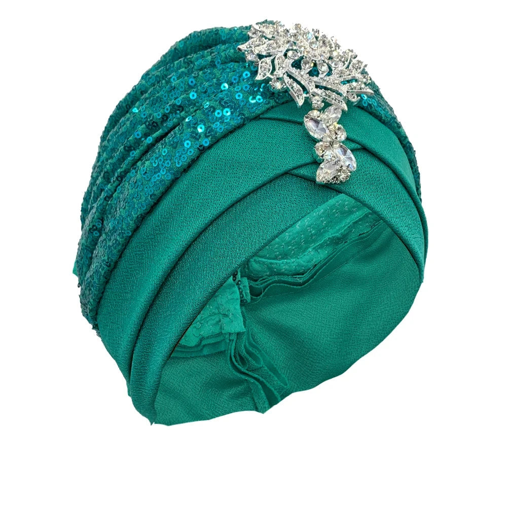 Luxury Rhinestones Turban Cap for Women Soft Comfortable Head Wraps Muslim Headscarf Bonnet  Turbante Mujer