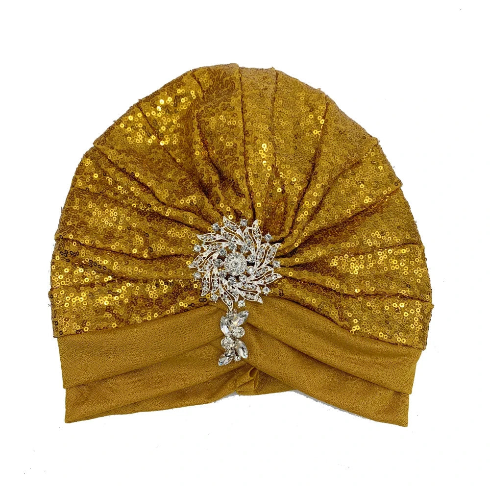 Luxury Rhinestones Turban Cap for Women Soft Comfortable Head Wraps Muslim Headscarf Bonnet  Turbante Mujer