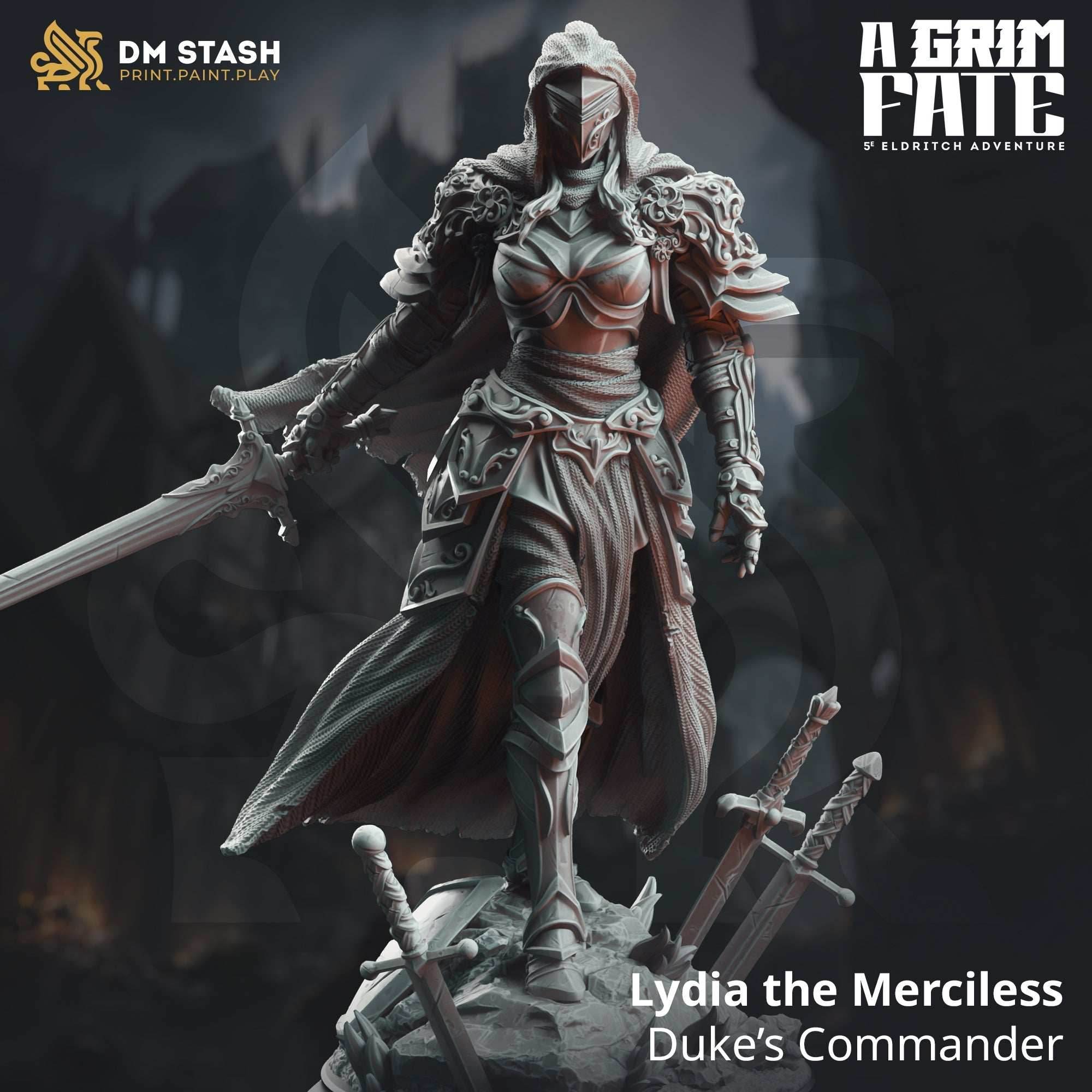 Lydia the Merciless, Duke's Commander (Female Human Paladin) - 32mm Scale