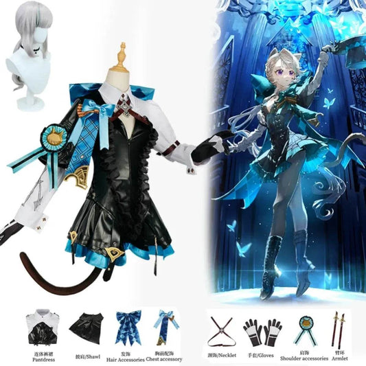 Lynette Cosplay Costume - Full Set with Wig - only Clothing / XS