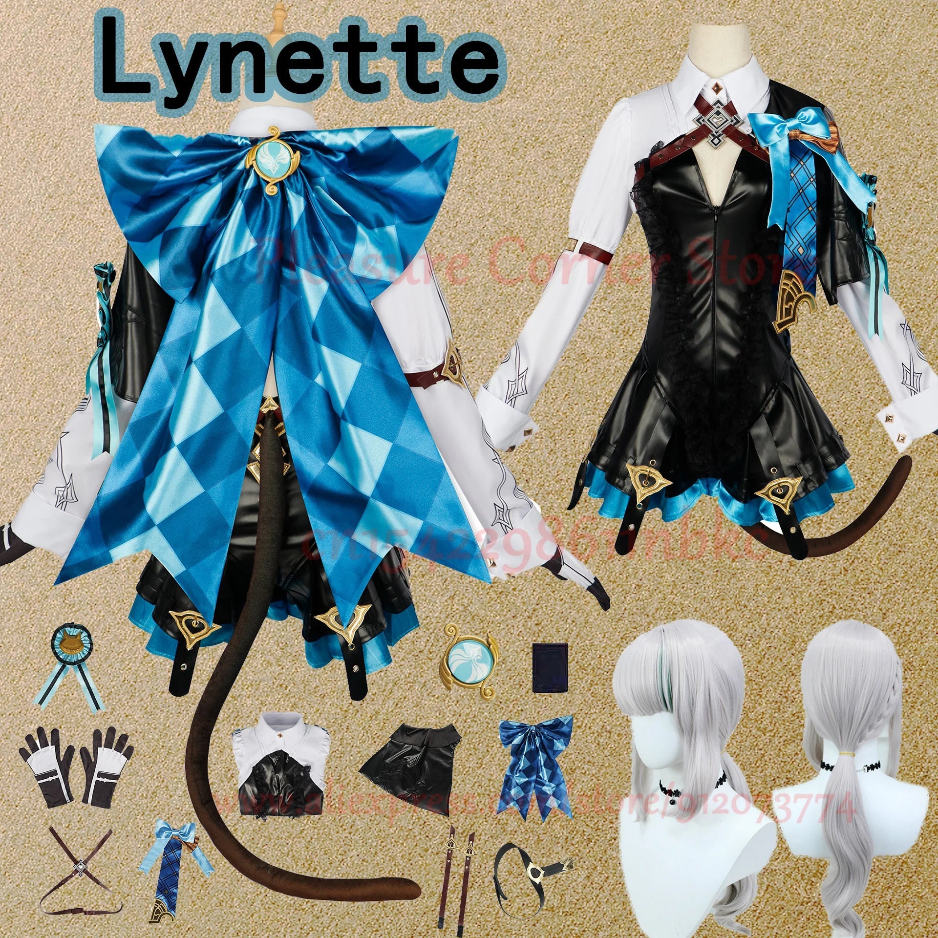 Lyney Cosplay Costume Genshin Impact Lynette Cosplay Costume Wig Fontaine Leather Cosplay Costume Uniform Dress Outfit Magician