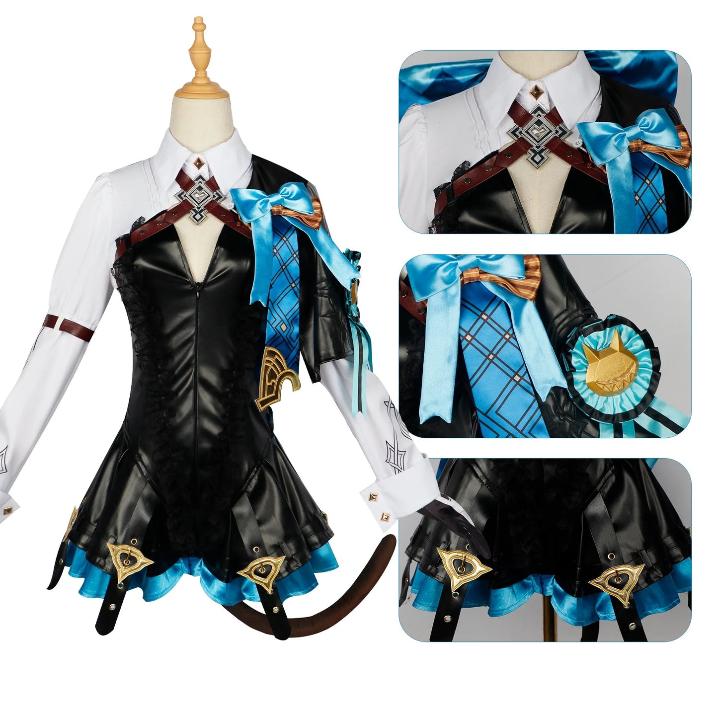 Lyney Cosplay Costume Genshin Impact Lynette Cosplay Costume Wig Fontaine Leather Cosplay Costume Uniform Dress Outfit Magician