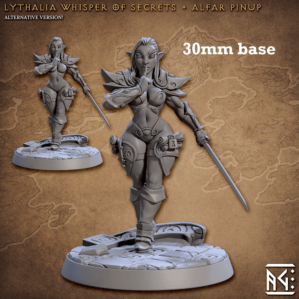 Lythalia, Whisper of Secrets (Female High Elf Rogue) - With Armor