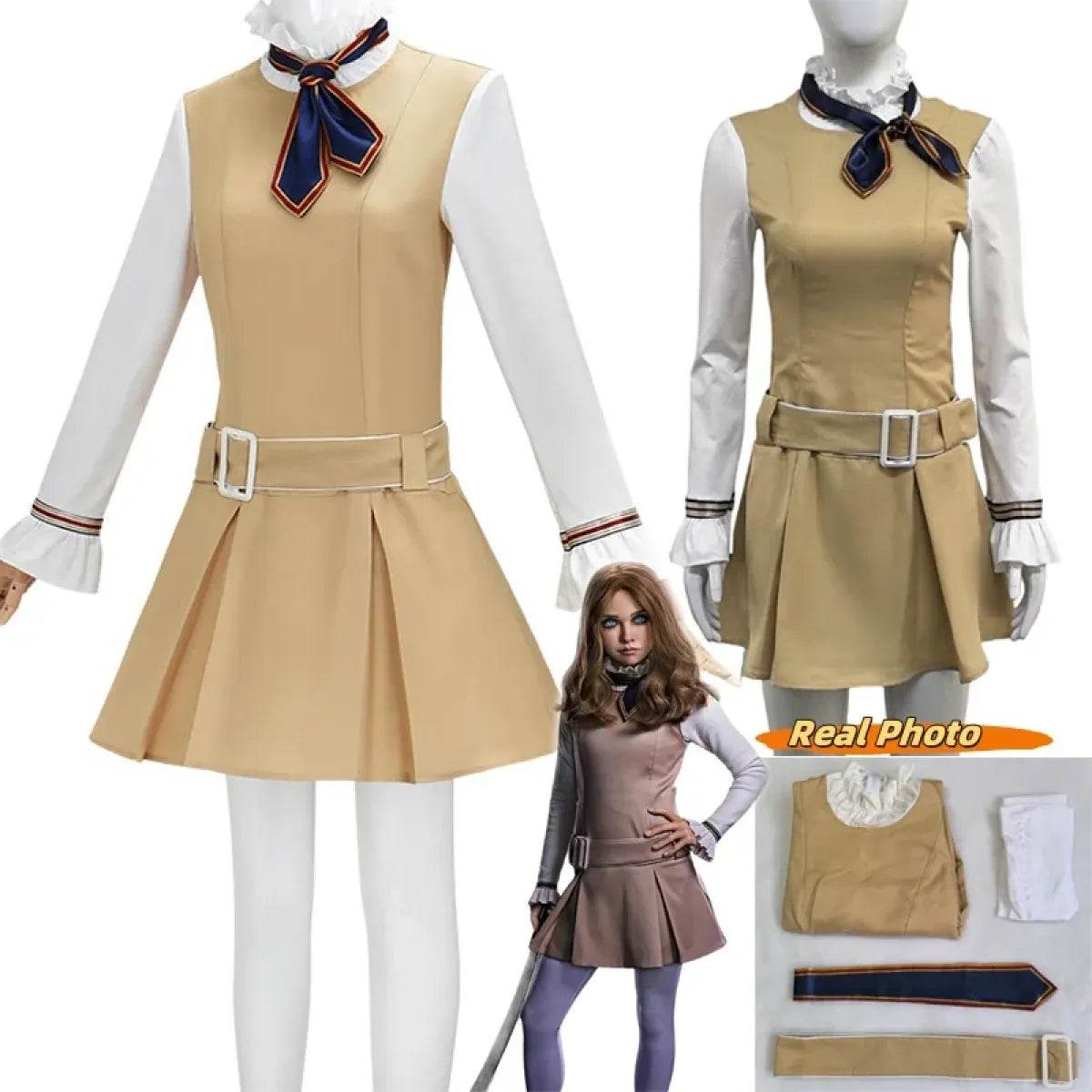 M3GAN 2.0 Cosplay Dress – Brown Uniform Set for Women & Girls - Dress Only / M