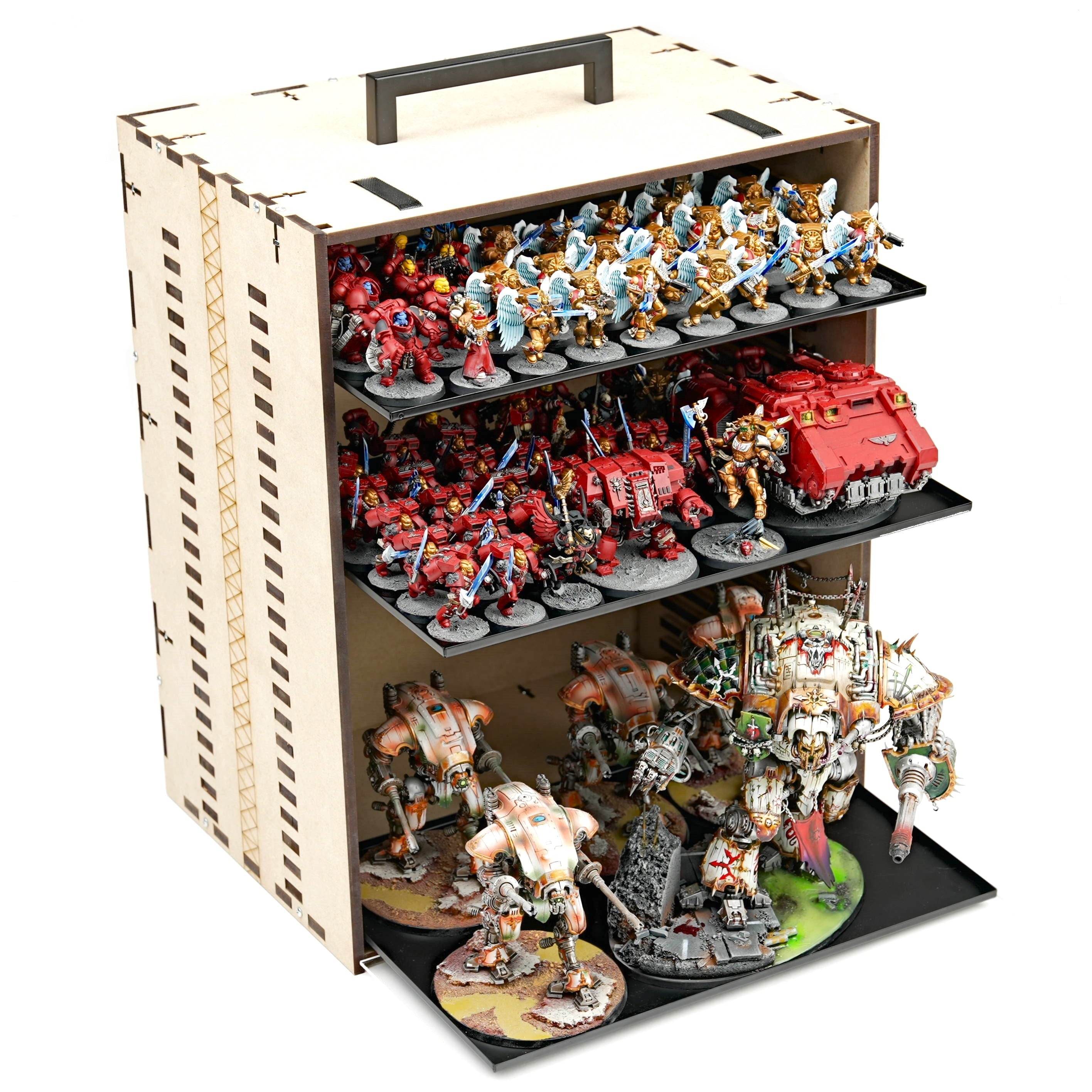 MagCase 2.0 MDF Magnetic Carrying Case / Display Case For Miniatures - 3 MagCase 2.0 Trays / 105 Magnets