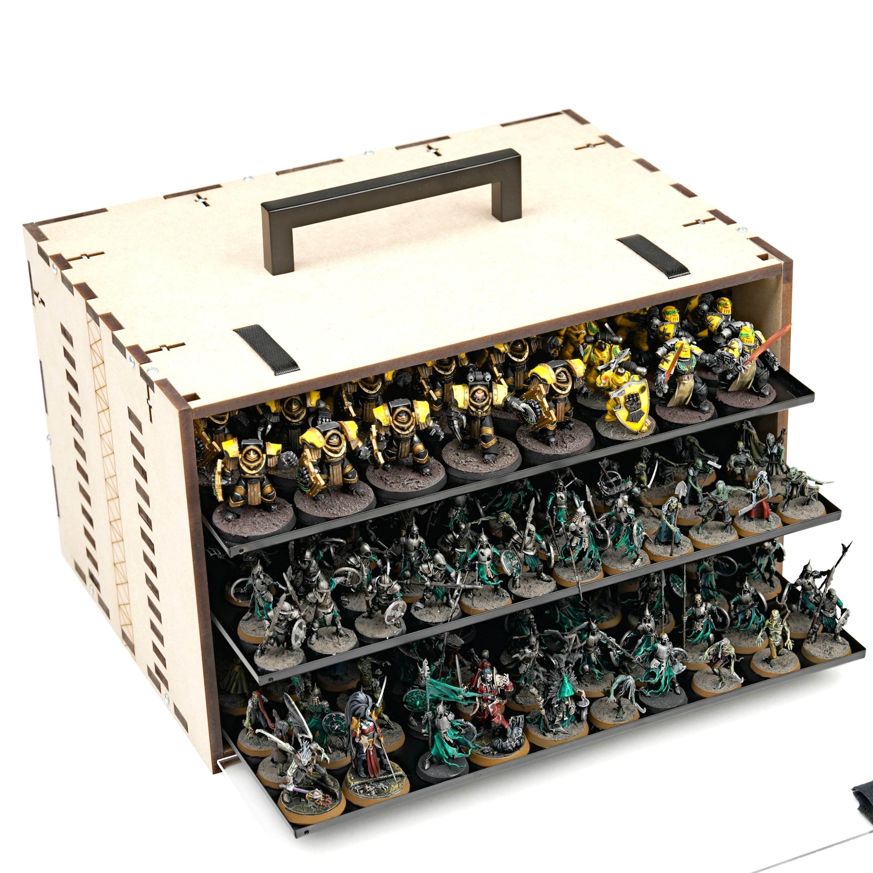 MagCase MINI 2.0 MDF Magnetic Carrying Case / Display Case For Miniatures - 3 MagCase 2.0 Trays / 105 Magnets