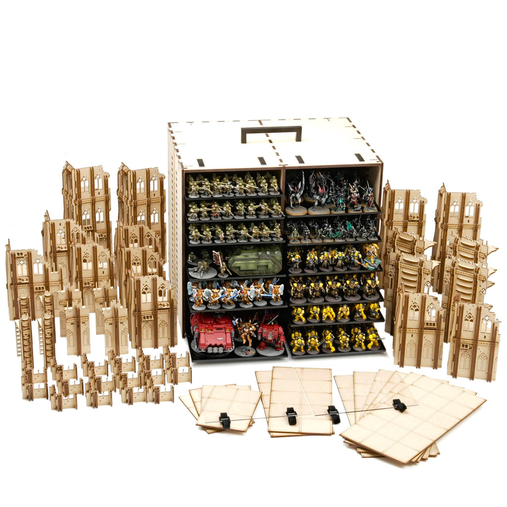 MagCase XL 2.0 MDF Magnetic Carrying Case / Display Case For Miniatures - 12 MagCase 2.0 Trays / 420 Magnets + Competitive Terrain Set 2.0