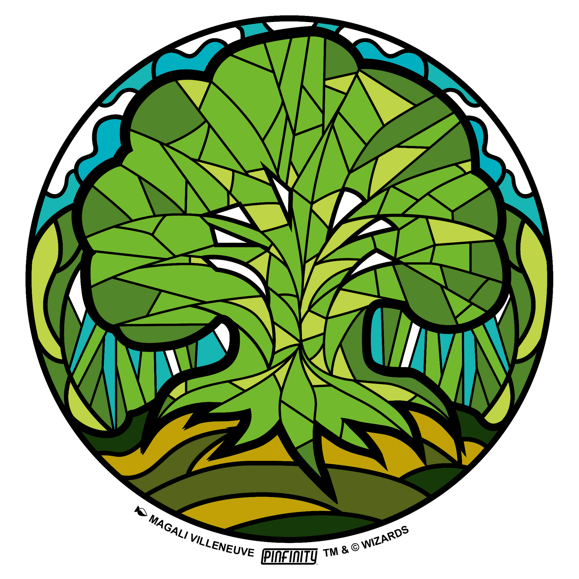 Magic: the Gathering - Stained Glass Forest Island 3” AR Sticker - 