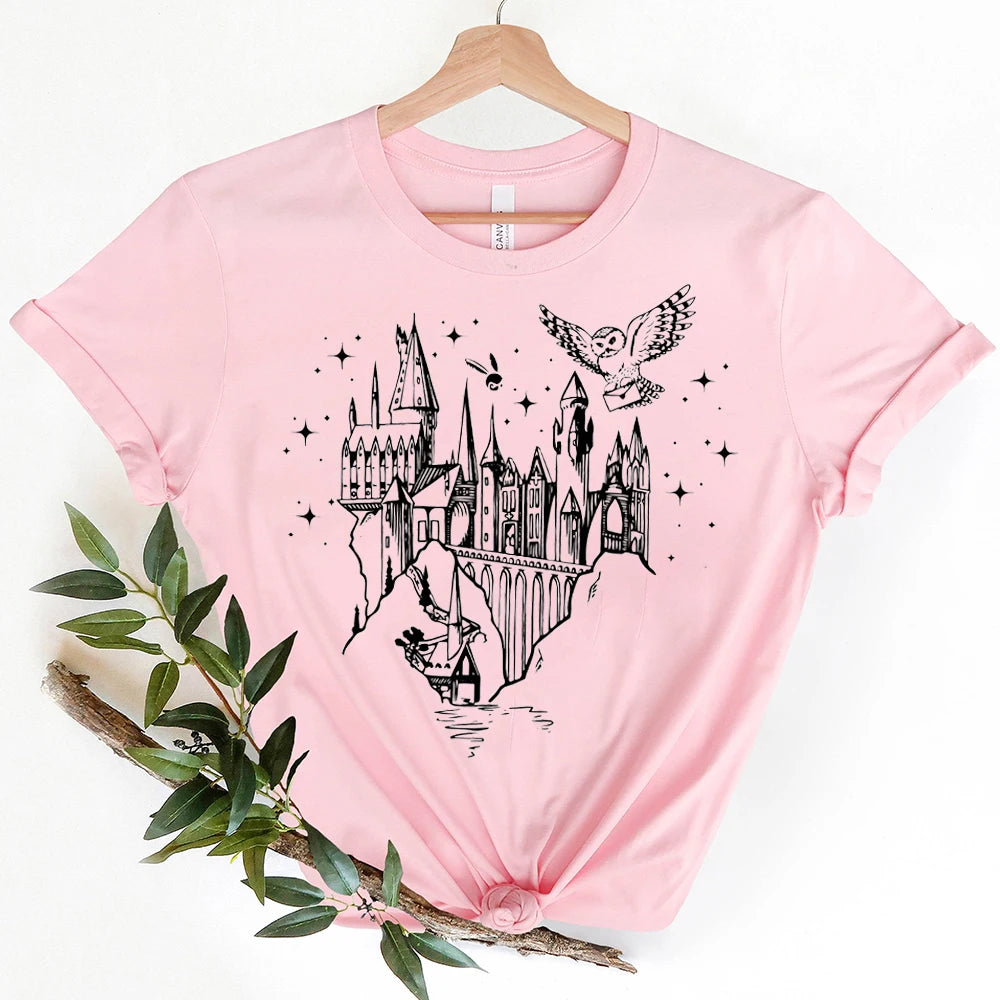 Magical Wizard Castle Shirt Movie Inspired Tee Wizard School T-shirt Wizard Wand Shirt Herbology Witchcraft Tops Women Clothes