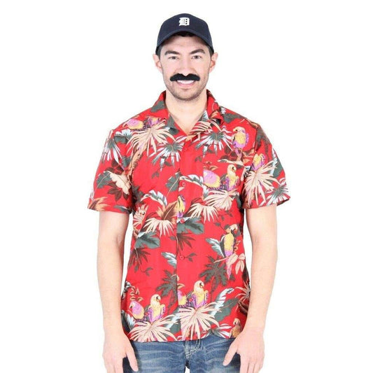 Magnum PI Tom Selleck Red Costume Shirt and Hat - S