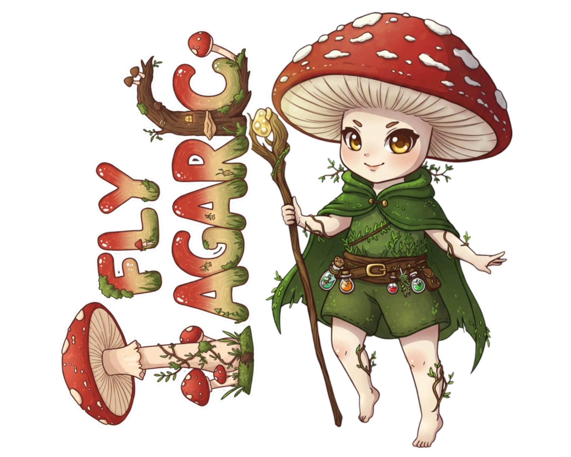 Fly Agaric Sticker and Magnet - the Forest Fey Fungikins™ – Whimsical Mushroom Art | Waterproof & UV-Proof - Sticker / Mini