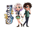 Gemini Sticker and Magnet - the Celestial Twins Horoskins™ – Zodiac Air Sign | Waterproof & UV-Proof - Sticker / Mini