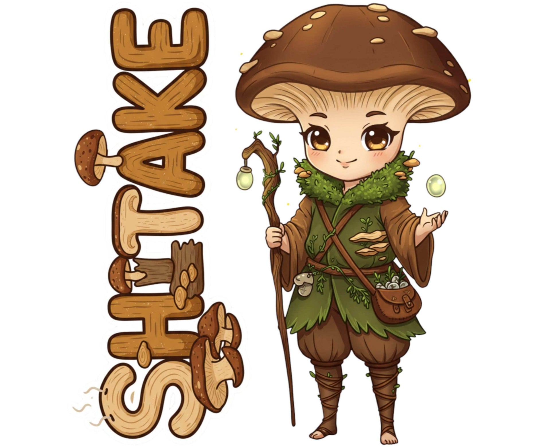 Shiitake Sticker and Magnet - Savory Sentinel Fungikins™ – Edible Mushroom Art | Waterproof & UV-Proof - Sticker / Mini