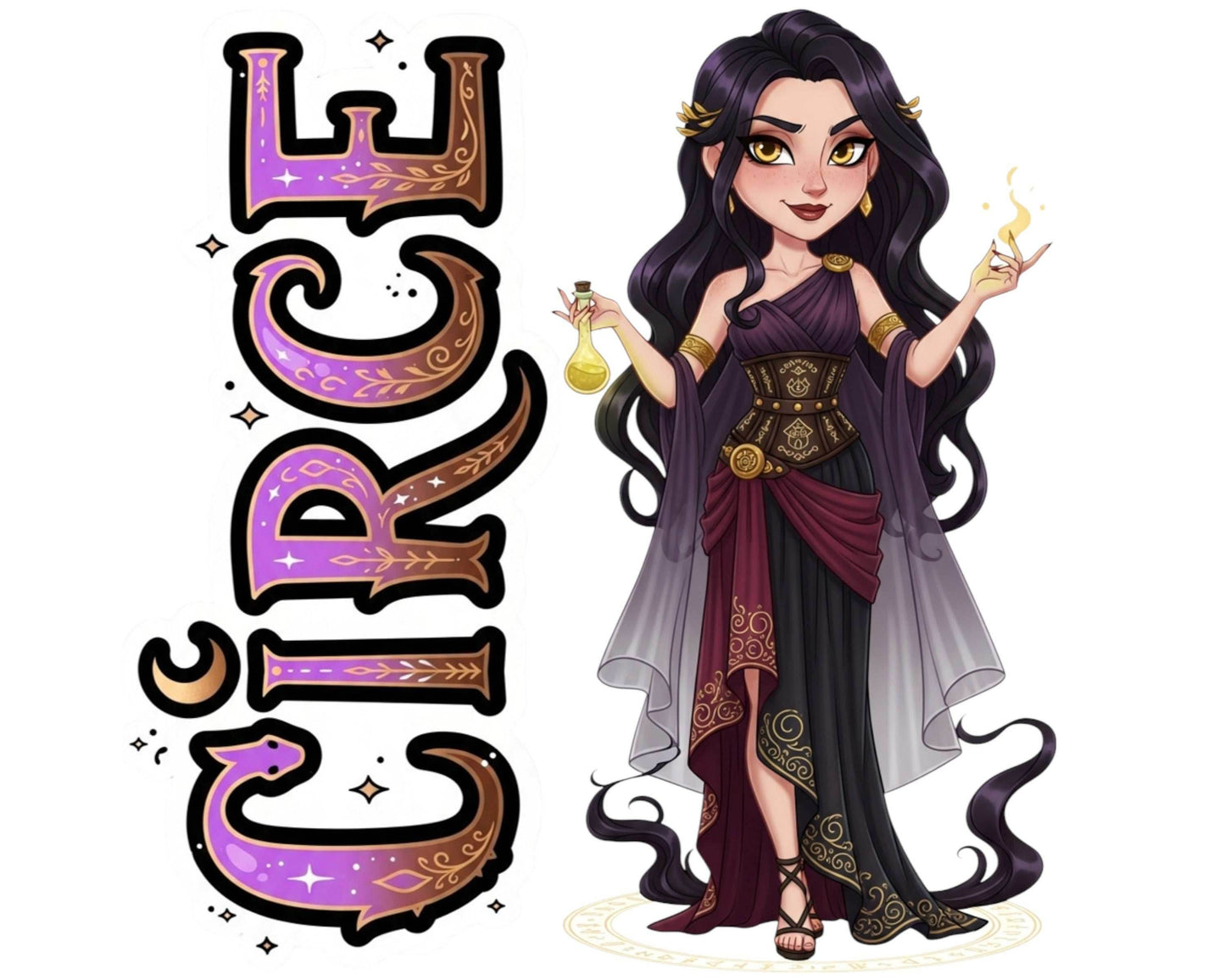 Circe Sticker and Magnet - Enchantress of Aeaea Mythkins™ – Greek Mythology Sorceress | Waterproof & UV-Proof - Sticker / Mini