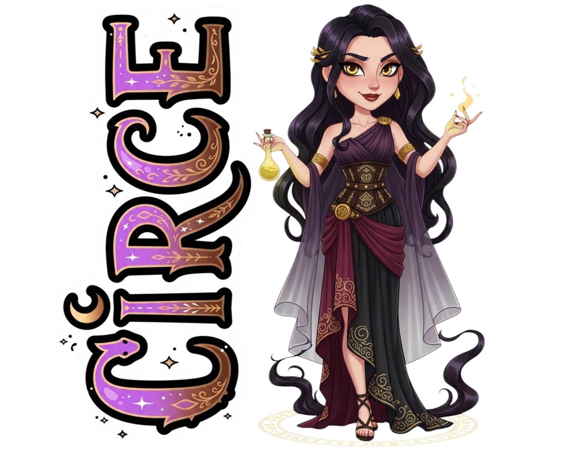 Circe Sticker and Magnet - Enchantress of Aeaea Mythkins™ – Greek Mythology Sorceress | Waterproof & UV-Proof - Sticker / Mini