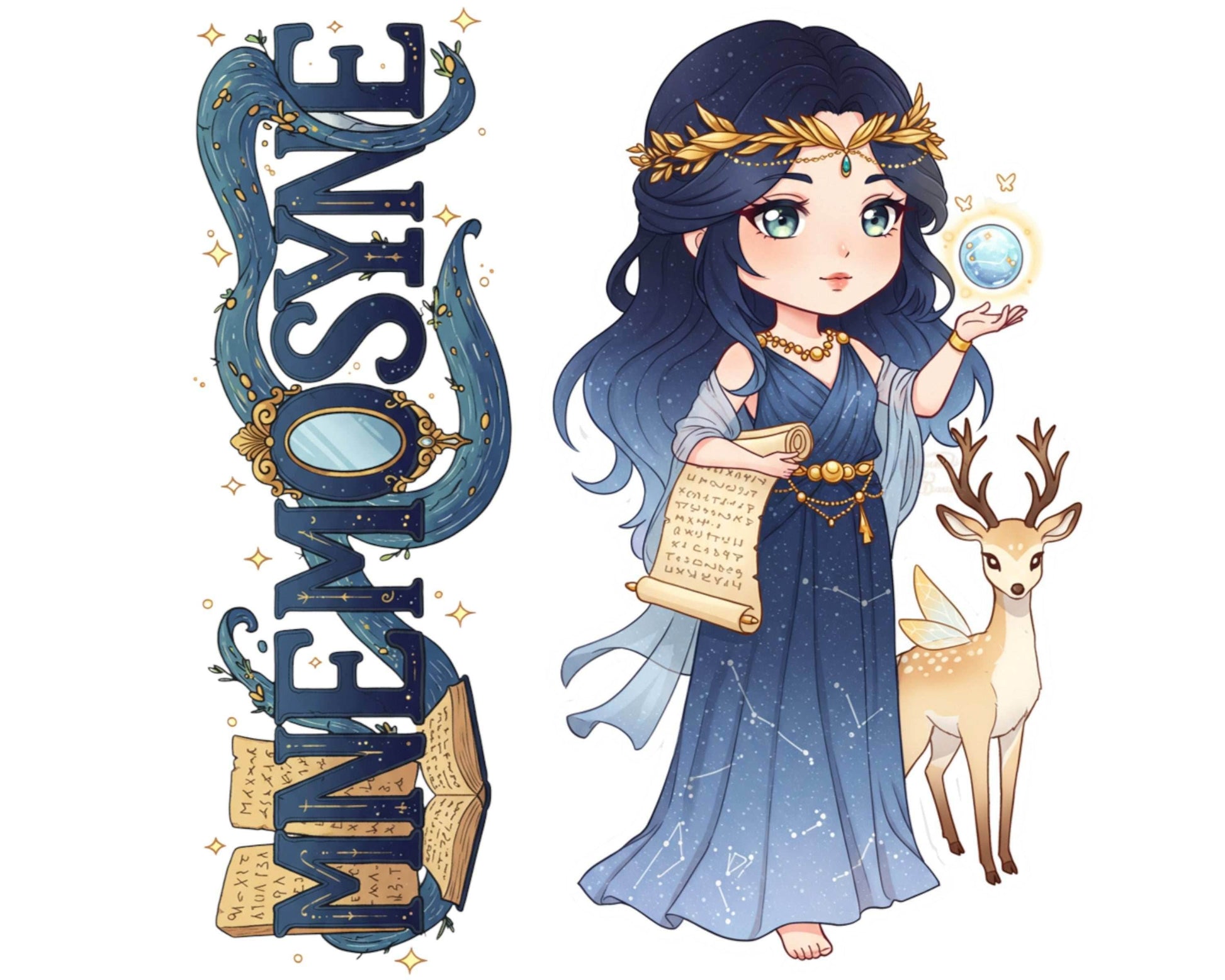 Mnemosyne Sticker and Magnet - Mother of the Muses Mythkins™ – Titan Goddess of Memory | Waterproof & UV-Proof - Sticker / Mini
