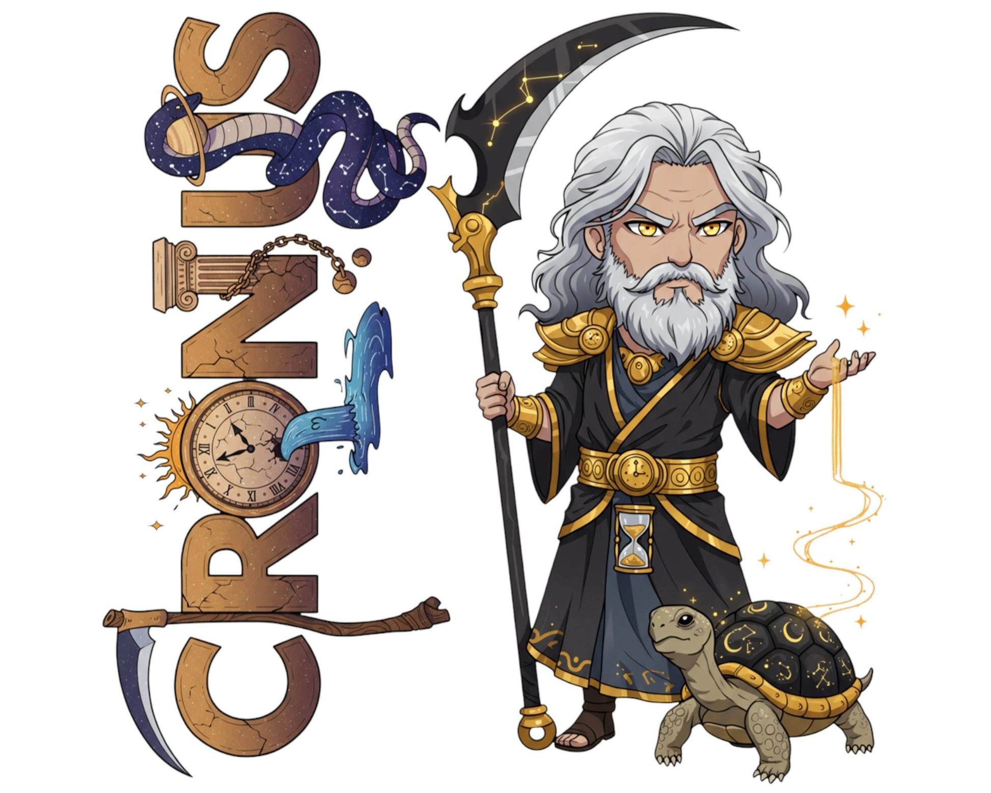 Cronus Sticker and Magnet - Lord of Time Mythkins™ – Titan God of Time | Waterproof & UV-Proof - Sticker / Mini