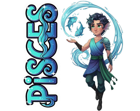 Pisces Sticker and Magnet - the Dreamer Horoskins™ – Zodiac Water Sign | Waterproof & UV-Proof - Sticker / Mini