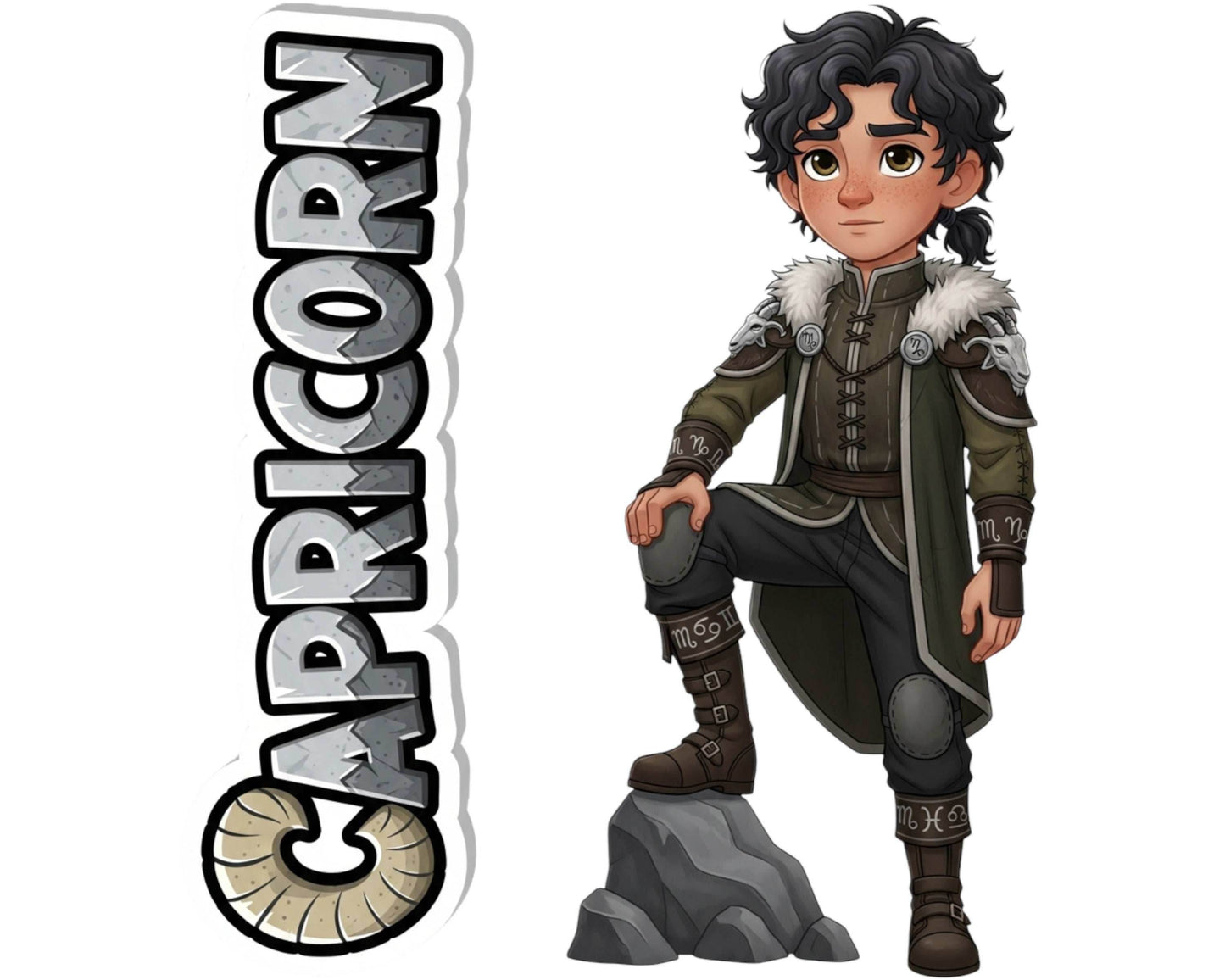 Capricorn Sticker and Magnet - Celestial Sea-Goat Horoskins™ – Zodiac Earth Sign | Waterproof & UV-Proof - Sticker / Mini
