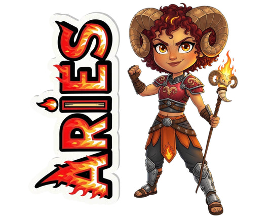 Aries Sticker and Magnet - Fire-Hearted Ram Horoskins™ – Zodiac Fire Sign | Waterproof & UV-Proof - Sticker / Mini