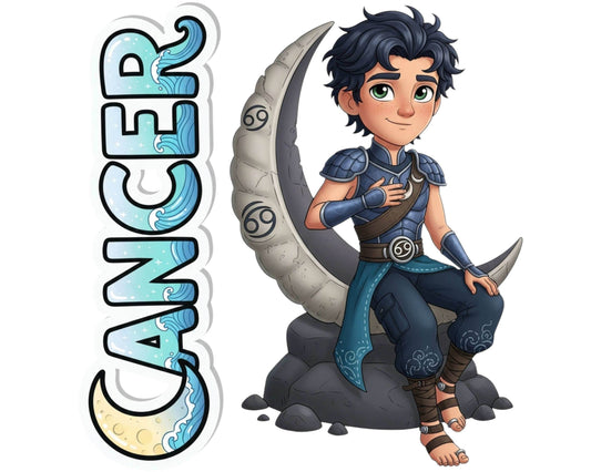 Cancer Sticker and Magnet - the Moon Child Horoskins™ – Zodiac Water Sign | Waterproof & UV-Proof - Sticker / Mini