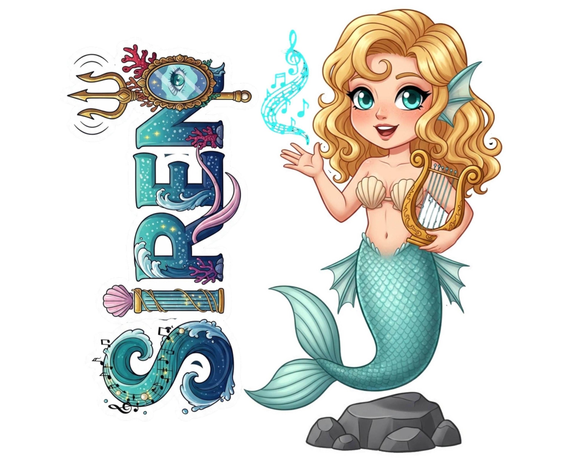 Siren Sticker and Magnet - Enchanter of the Seas Mythkins™ – Mythical Sea Creature | Waterproof & UV-Proof - Sticker / Mini